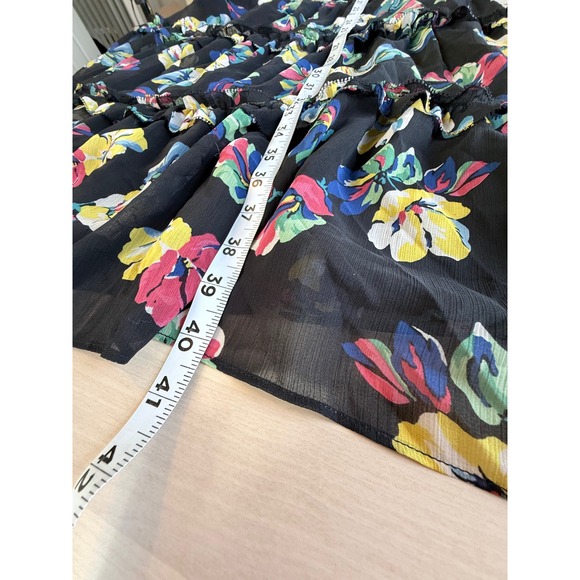 Lauren Ralph Lauren Black Floral Tiered Ruffle Georgette Dress NWT Size 18 - Picture 10 of 11